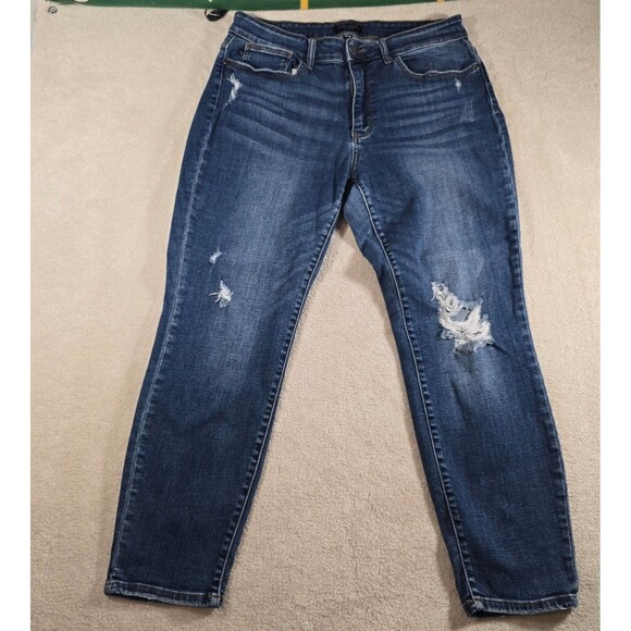 Judy Blue Jeans Women Size 16W Destroyed Slim Fit Dark Wash Style JB82204DK - Picture 1 of 5